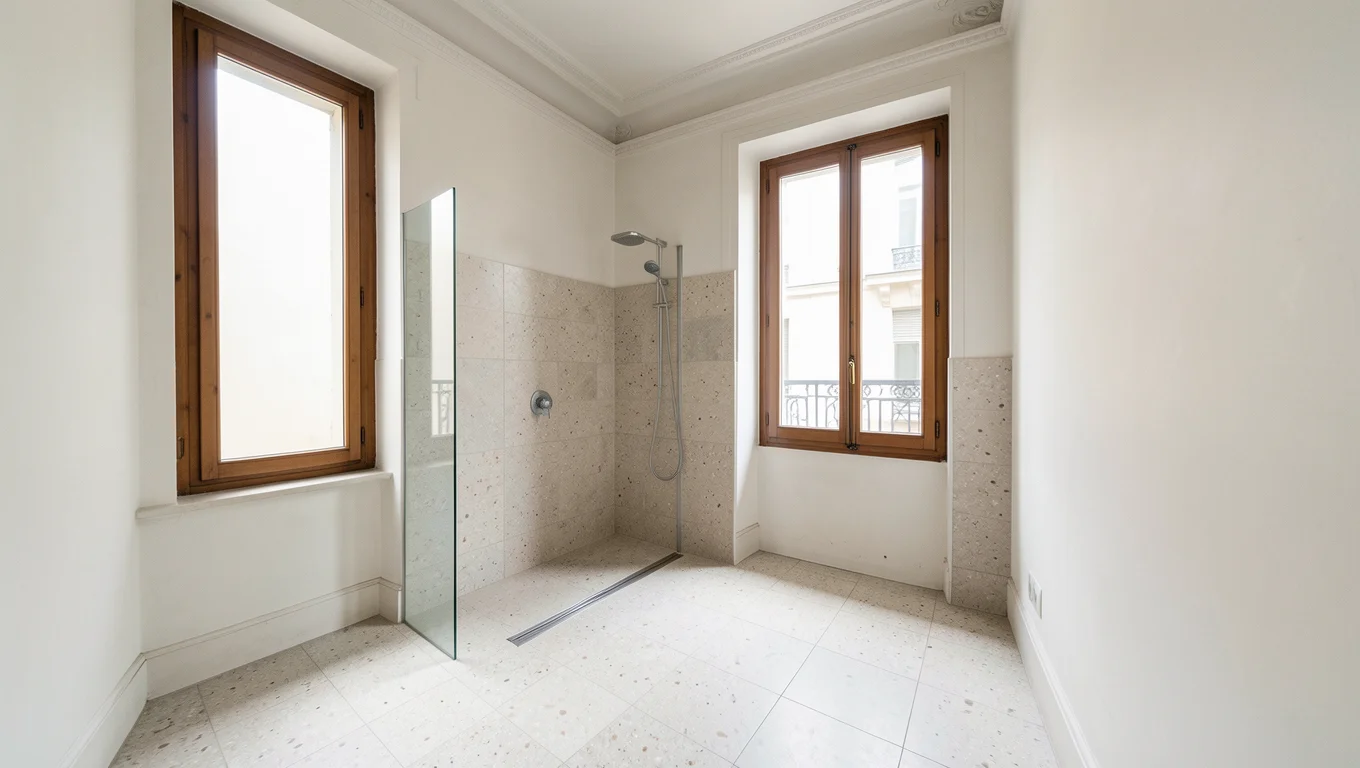 Douche à l'italienne dans un immeuble ancien : faut-il un caniveau ou une pompe de relevage ?