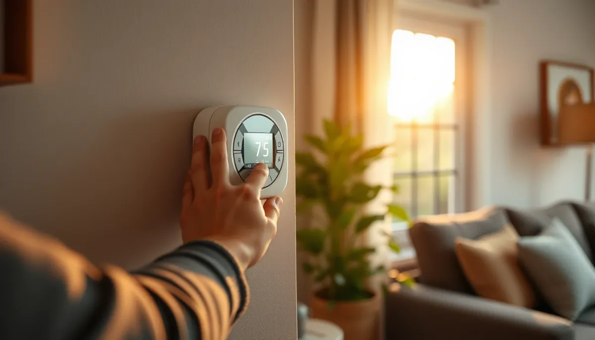 Réglage du thermostat d'une pompe à chaleur Atlantic Alféa dans un salon confortable