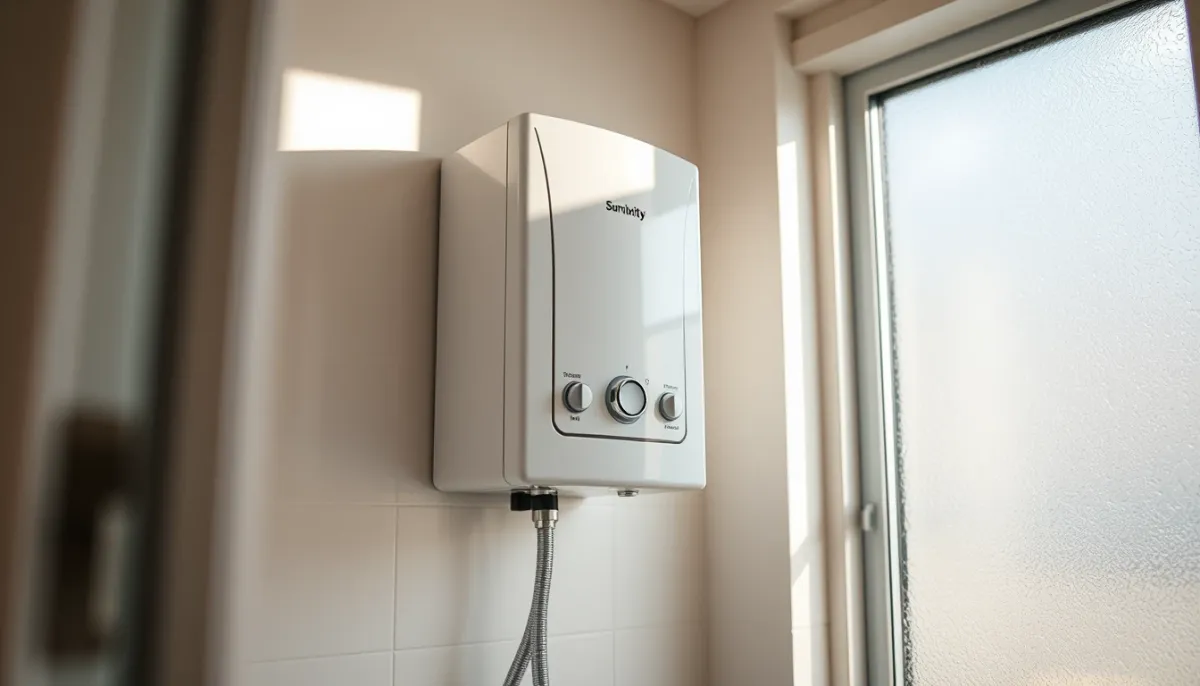 Chauffe-eau compact Malicio 3 installé dans une salle de bains étroite