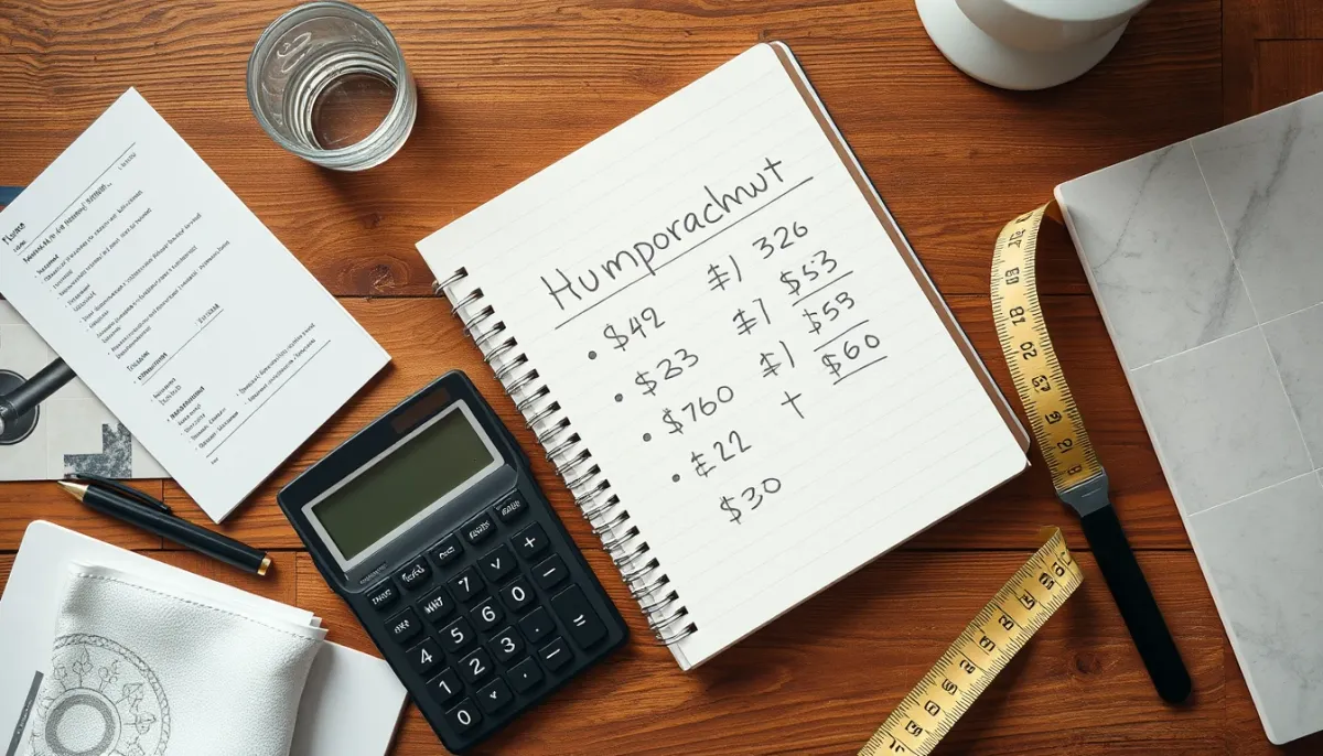 Calcul du budget d'une rénovation de salle de bains avec devis et échantillons de carrelage