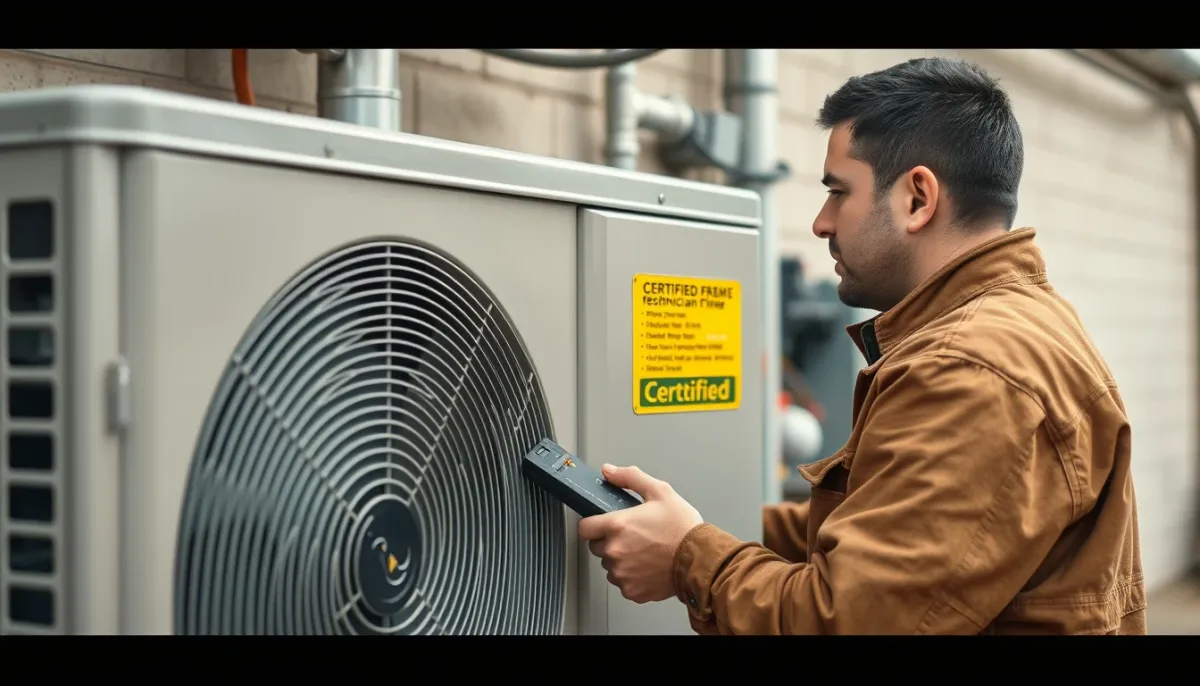 Technicien qualifié effectuant l'entretien d'une pompe à chaleur air/eau