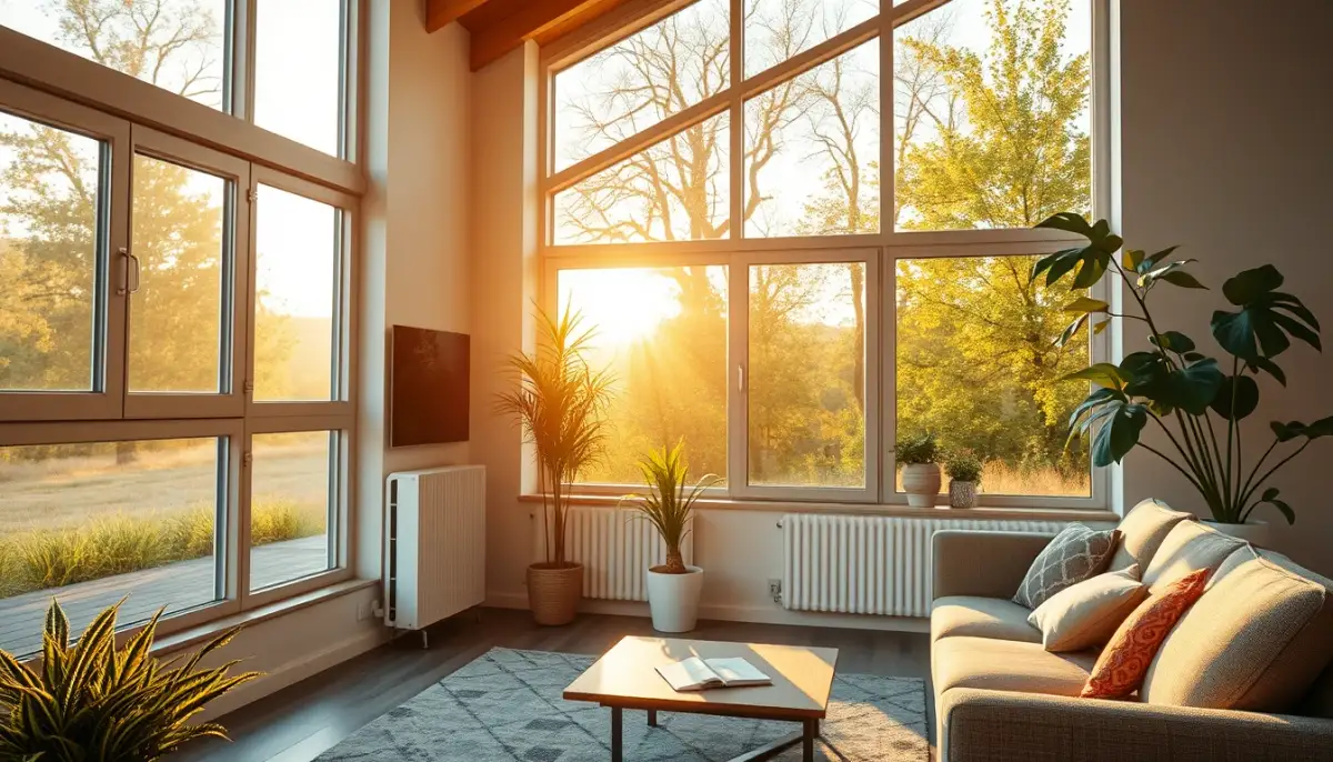 Intérieur confortable d'une maison chauffée par une pompe à chaleur Daikin Altherma