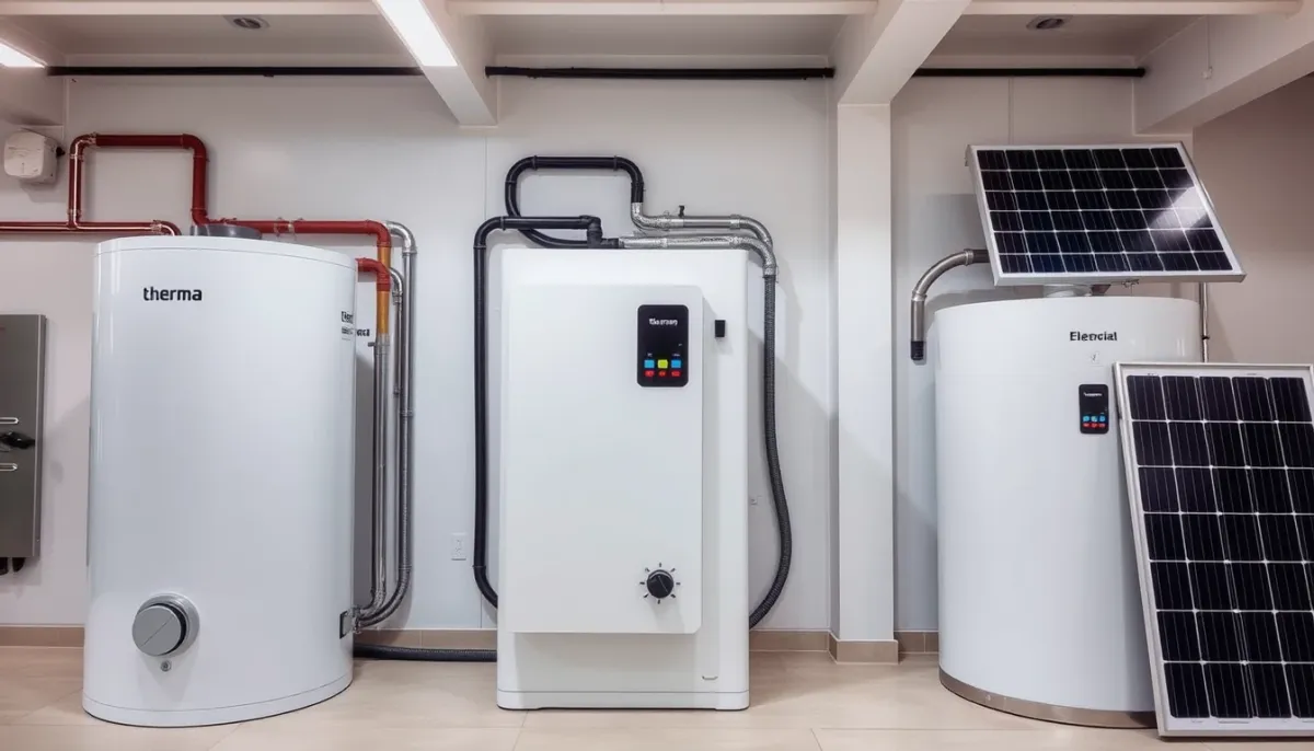 Comparatif visuel entre chauffe-eau thermodynamique, électrique et solaire