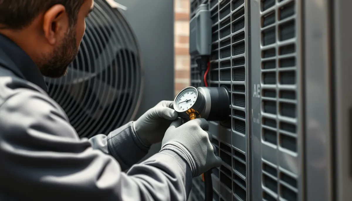 Contrôle d’étanchéité sur une unité extérieure de climatisation
