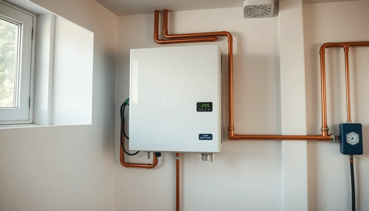 Module hydraulique intérieur d'une pompe à chaleur air/eau fixé au mur