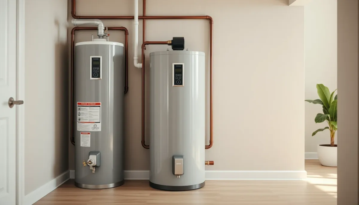 Trois modèles de chauffe-eau Atlantic 200 litres côte à côte dans un local technique
