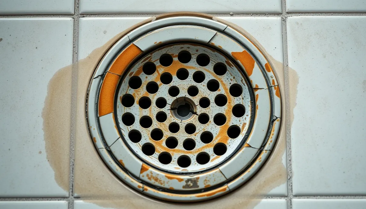 Joint de bonde de douche à l'italienne endommagé et craquelé