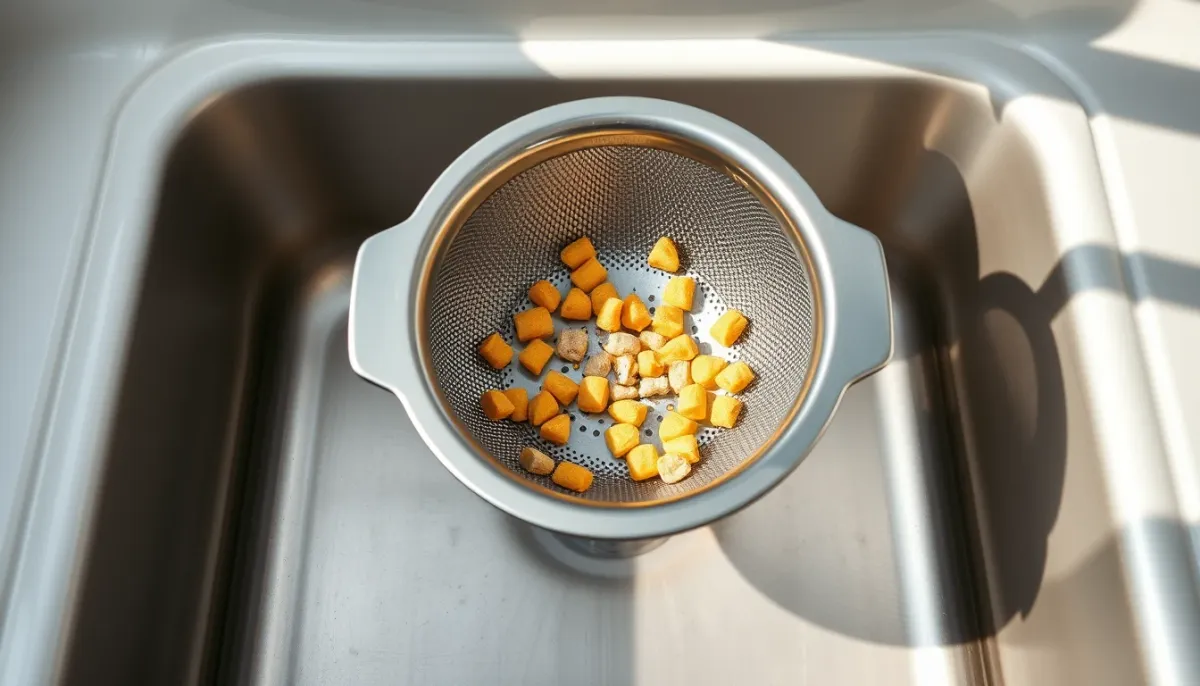 Crépine de protection dans un évier de cuisine pour éviter les bouchons