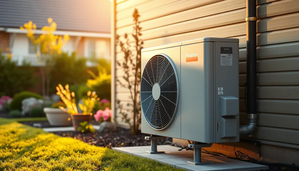 Unité extérieure d'une pompe à chaleur air-air installée près d'une maison