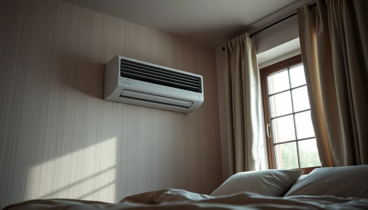 Chambre confortable équipée d'une climatisation réversible sans unité extérieure