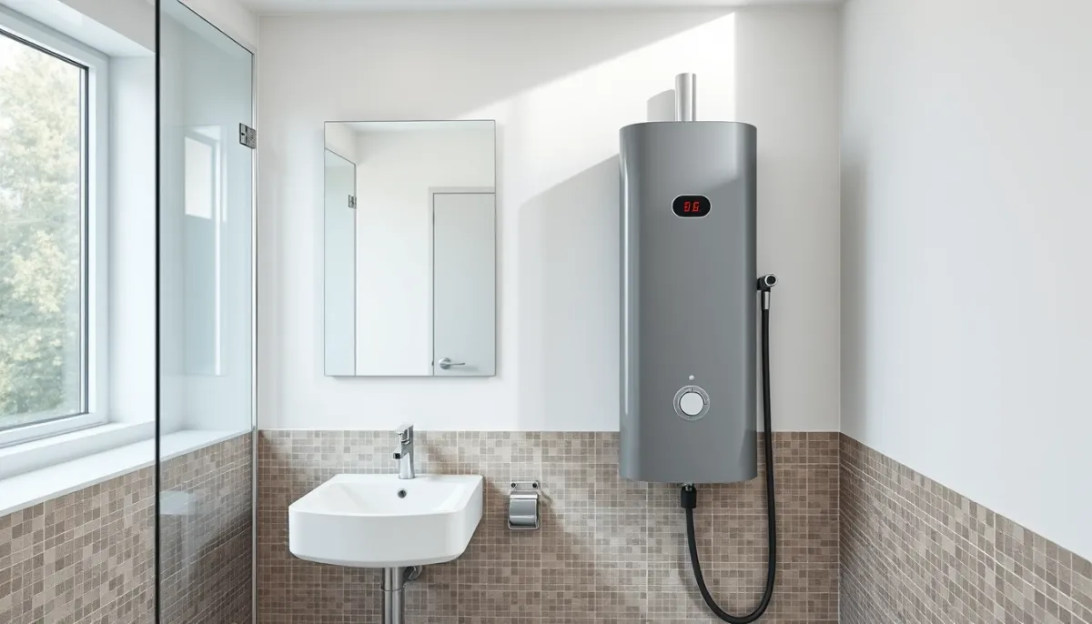 Salle de bain moderne équipée d'un chauffe-eau thermodynamique