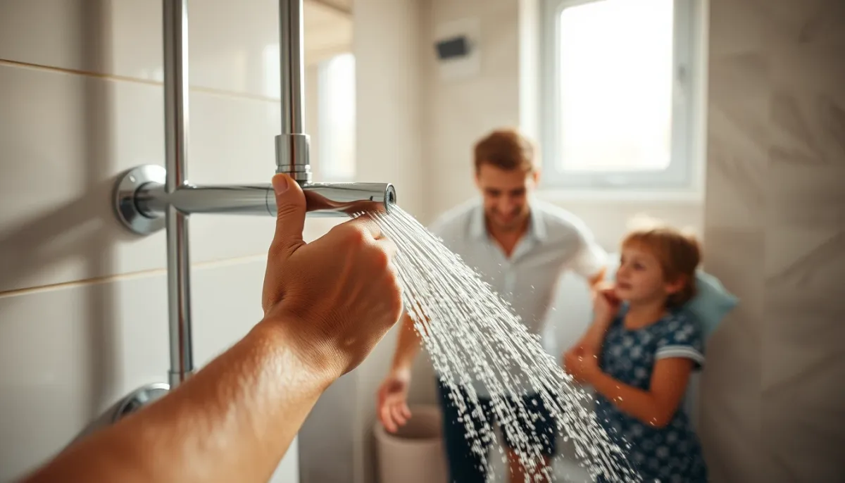 Utilisation quotidienne de l'eau chaude dans une salle de bain moderne
