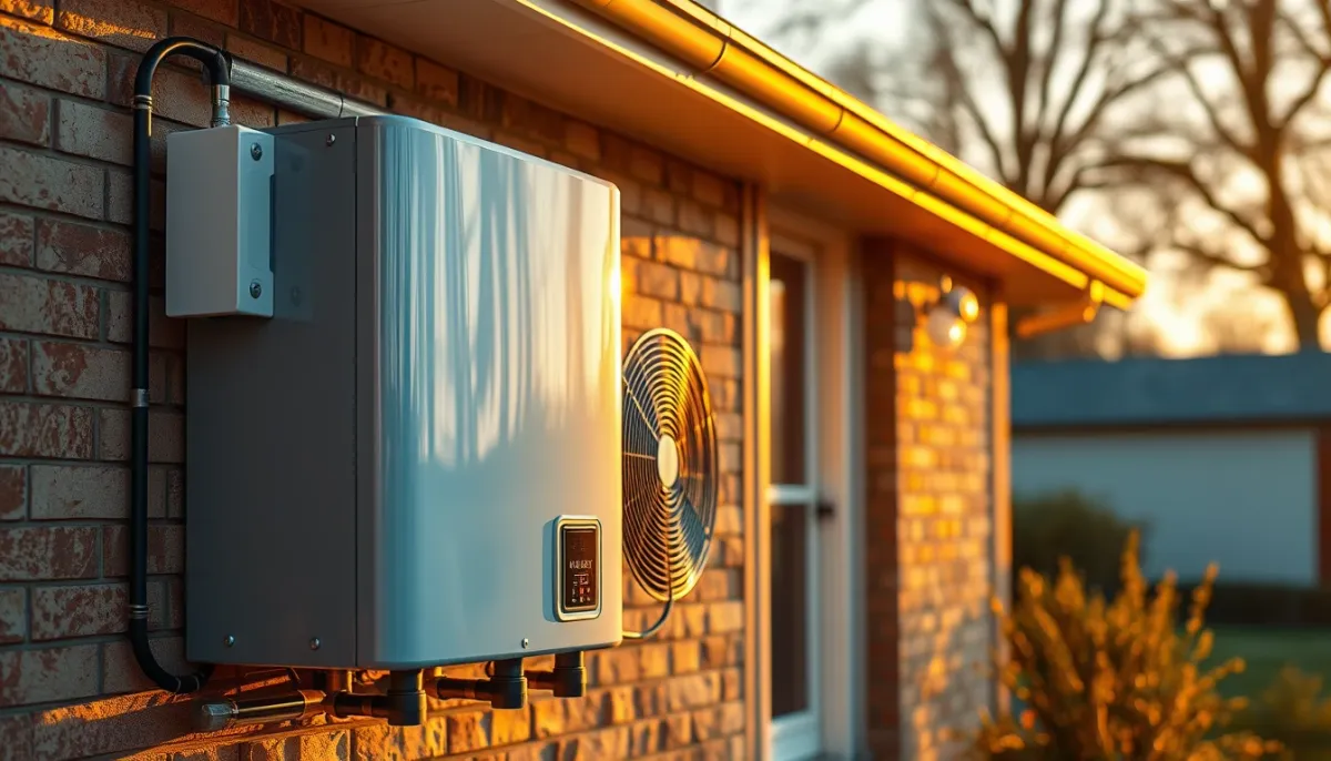 Unité extérieure d'un chauffe-eau thermodynamique split installée sur une façade