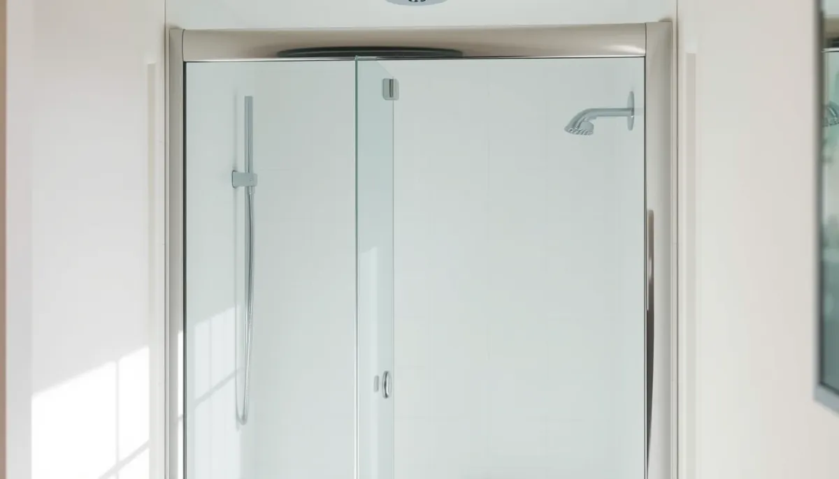 Paroi de douche fixe en verre dans une salle de bains de 4 m², alternative au rideau