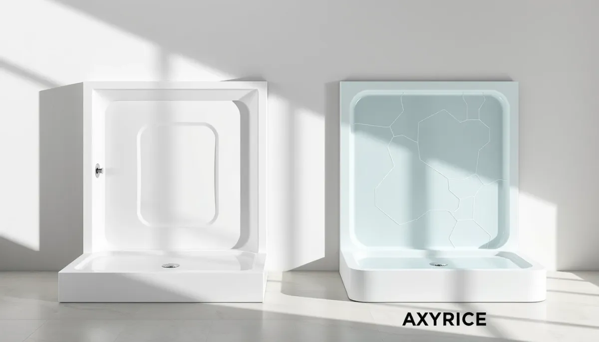 Comparaison de matériaux pour salle de bains : receveur de douche en résine et en acrylique