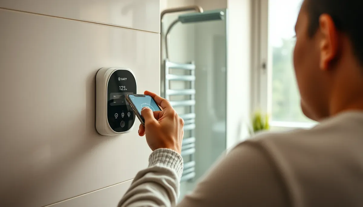 Utilisateur pilotant un chauffe-eau Ariston connecté depuis son smartphone