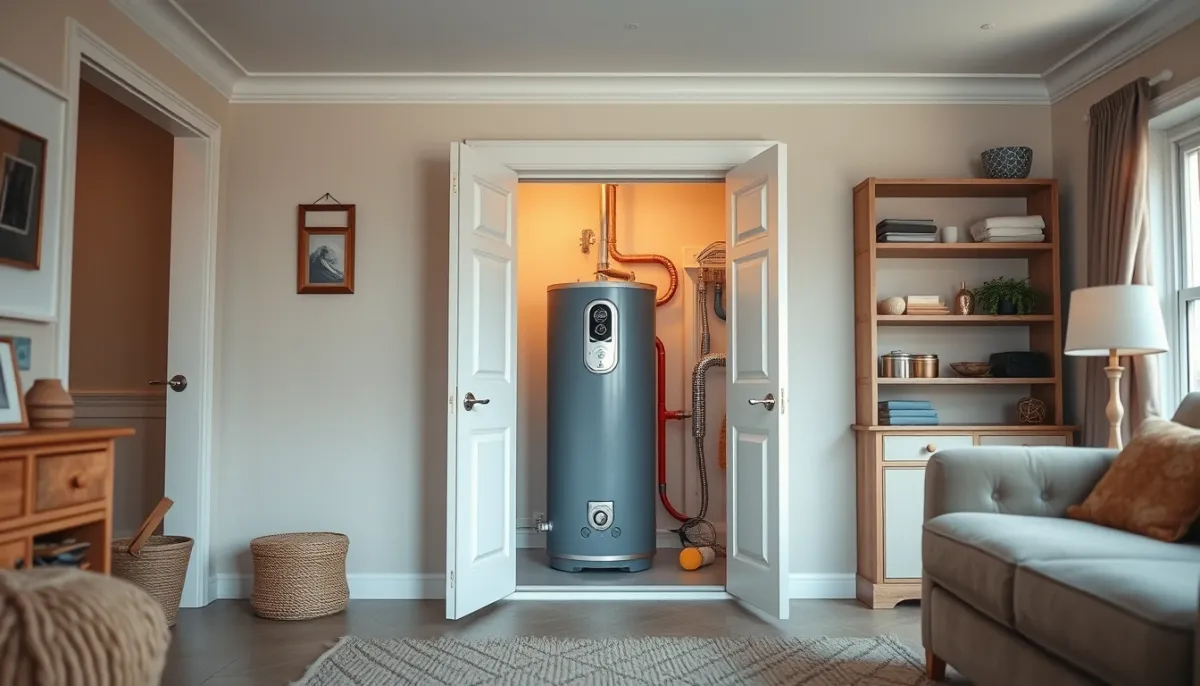 Chauffe-eau thermodynamique Ariston installé dans un placard de maison individuelle