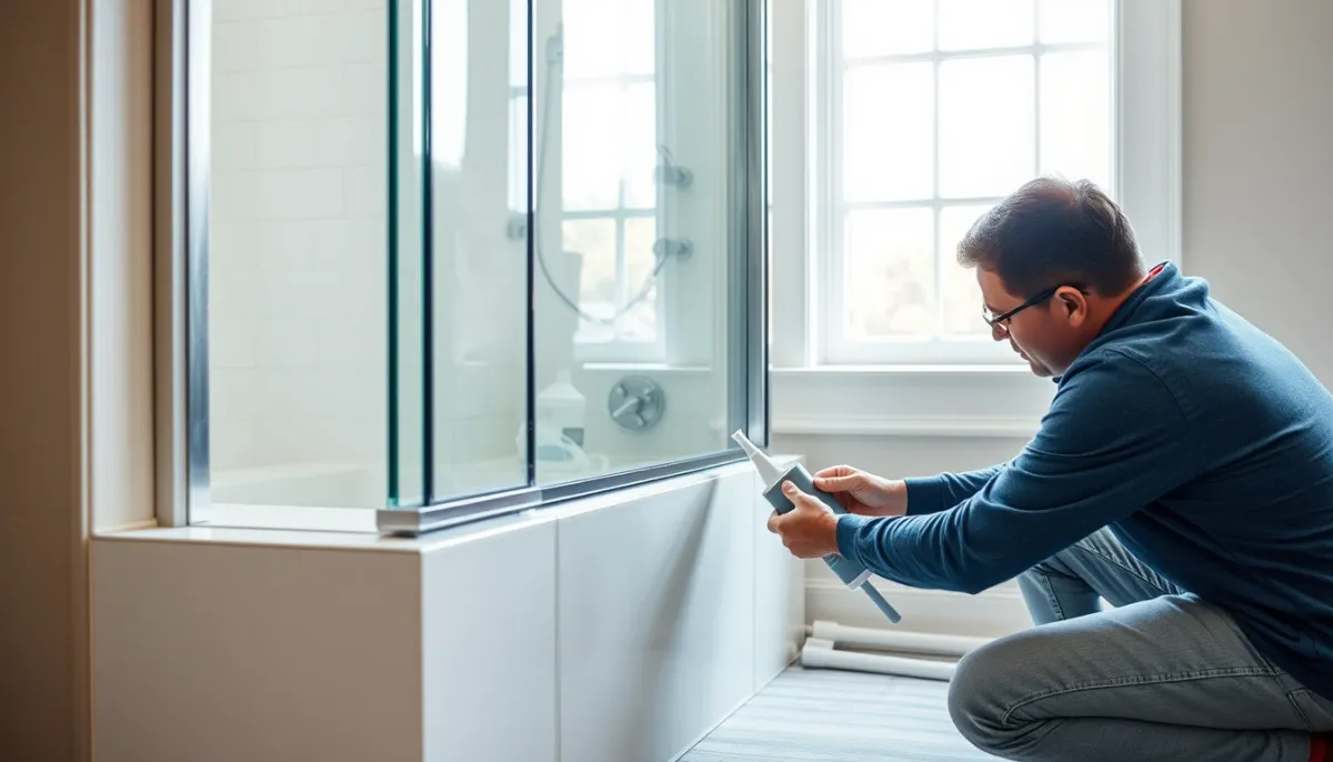 Application d'un nouveau joint de silicone par un installateur professionnel