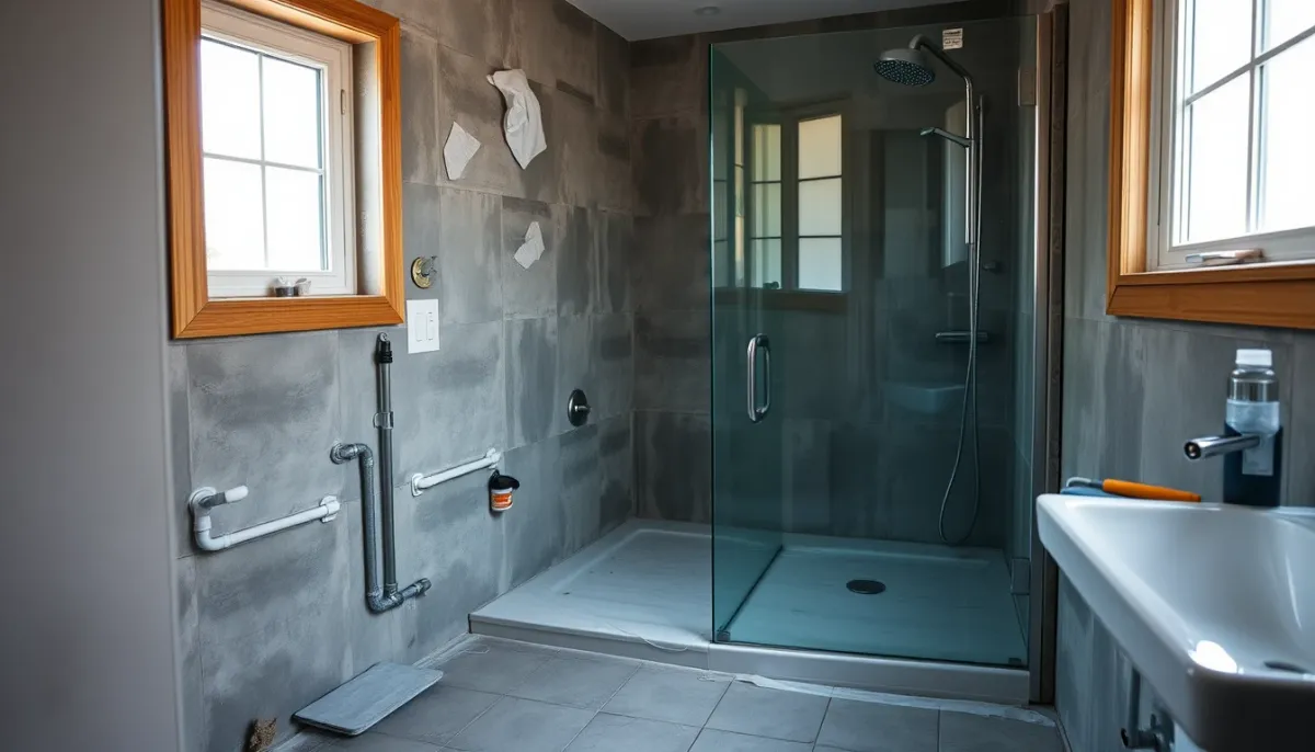 Travaux de préparation d'une douche à l'italienne : évacuation et étanchéité au sol