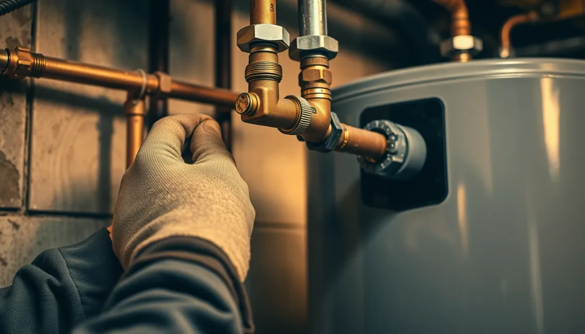 Installation professionnelle d'un chauffe-eau avec raccordements de plomberie