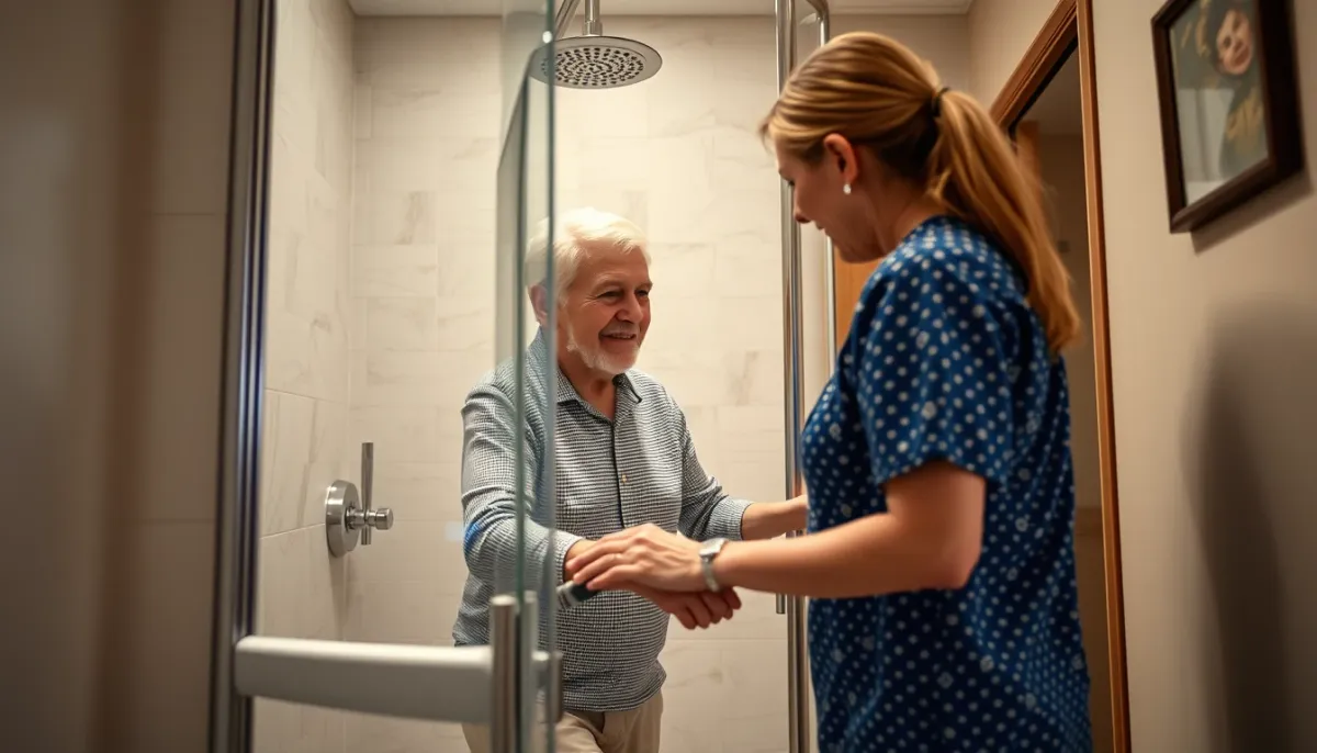 Douche à l'italienne adaptée aux seniors et personnes à mobilité réduite